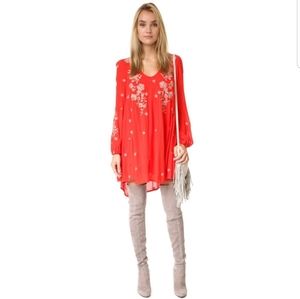 Free People xs mini dress tunic Boho embroidered